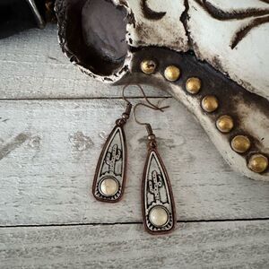 Cactus Design Earrings with Cream Accents